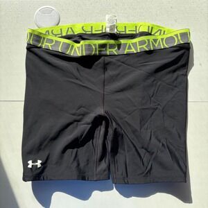 Under Armour Men's Padded Compression Shorts XL Black‎ Neon Green Athletic